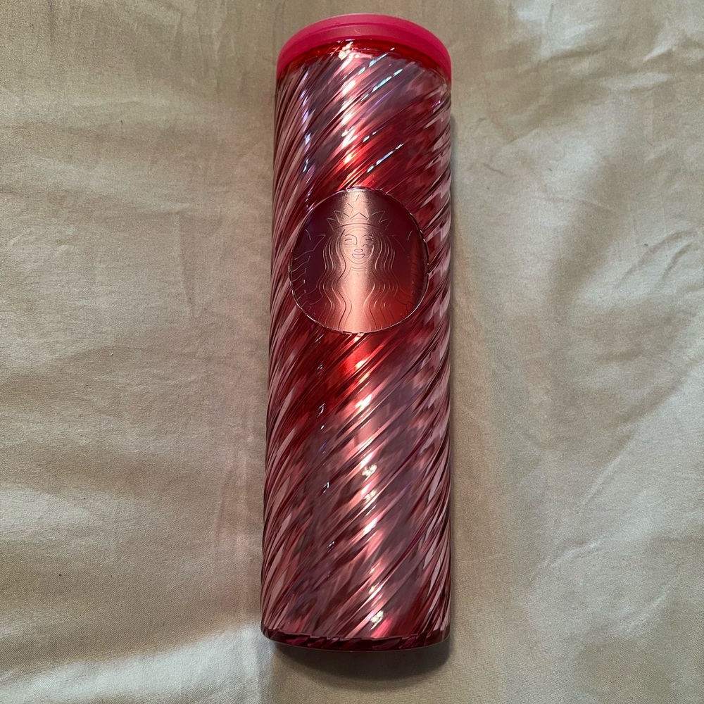 Starbucks Pink & Red Iridescent Swirl Acrylic Tumbler NWT